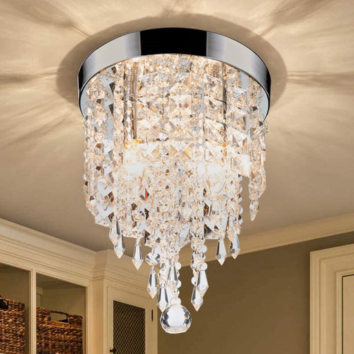 2-Light 8In. Crystal Chandelier Ceiling Light Fixture for Bedroom Living Room More