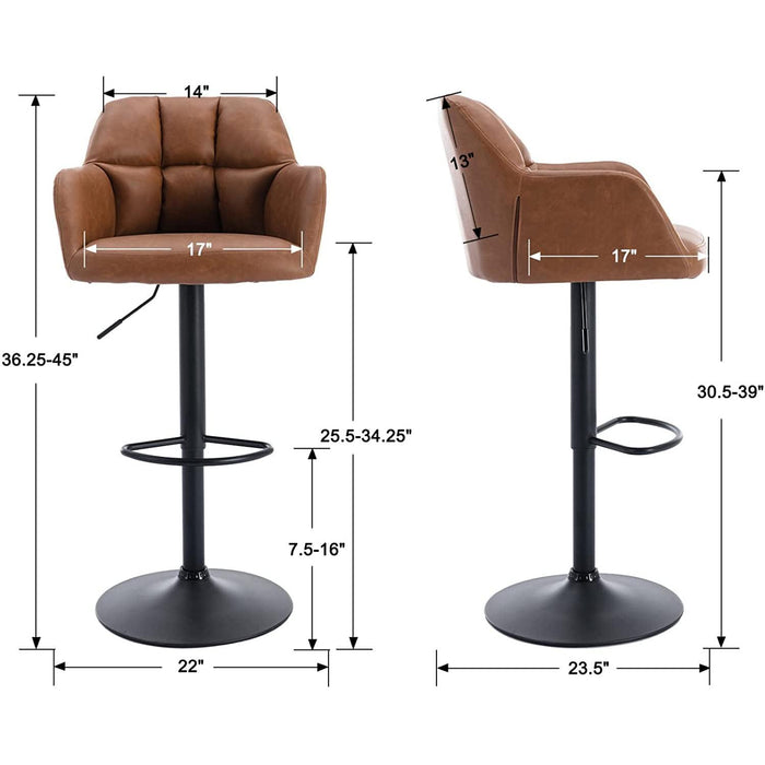 Modern Swivel Bar Stools Leather with Back and Arms