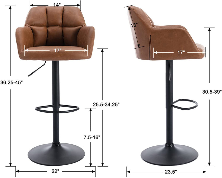 Modern Swivel Bar Stools Leather with Back and Arms