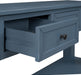 Blue Console Table with Drawers and Shelf