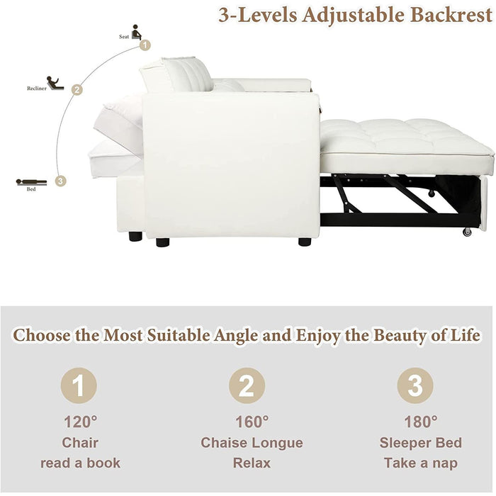 Multi-Functional Velvet Sleeper Sofa with Hidden Table