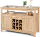 Natural Wood Dining Table Buffet Server Sideboard with Wine Storage