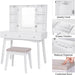 White Vanity Desk Set with Lighted Mirror & Makeup Cabinet