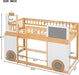 Train Shape Low Bunk Bed Twin over Twin, Wooden, Nature