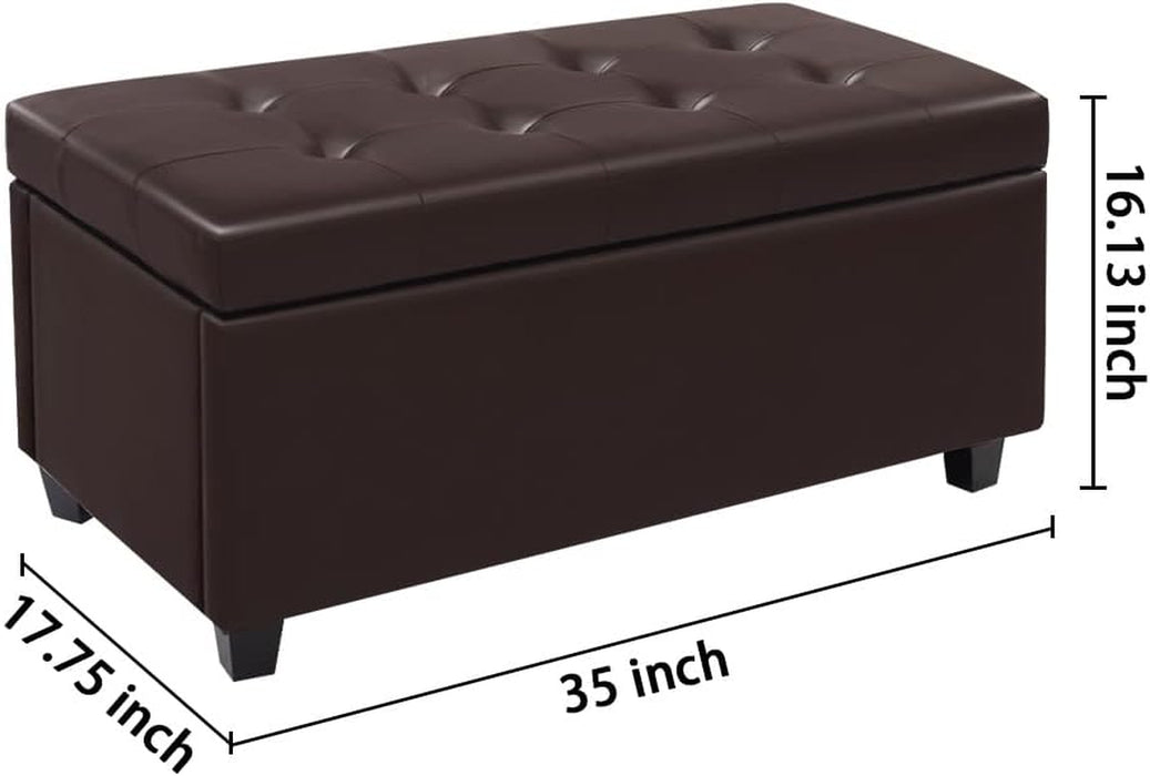 Brown Lift-Top Ottoman with Storage and Upholstery