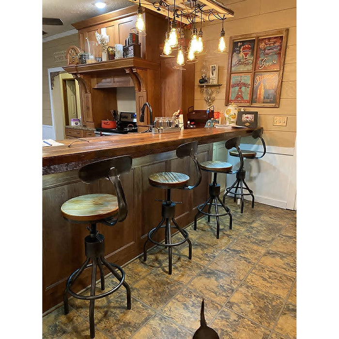 Rustic Industrial Adjustable Barstool, Set of 2