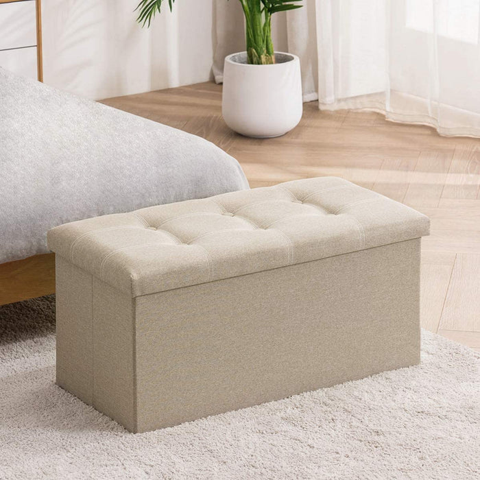 Linen Ottoman Bench with 350Lbs Capacity