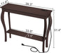 Chic Espresso Console Table with Outlets and USB Ports