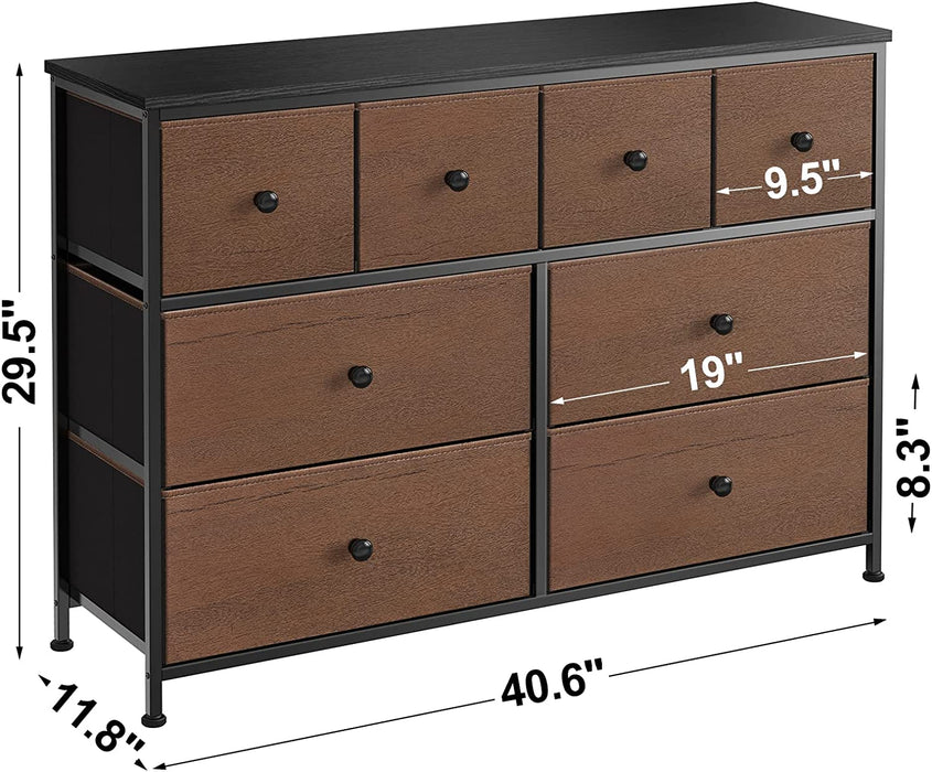 Espresso Faux Leather 8-Drawer Bedroom Dresser