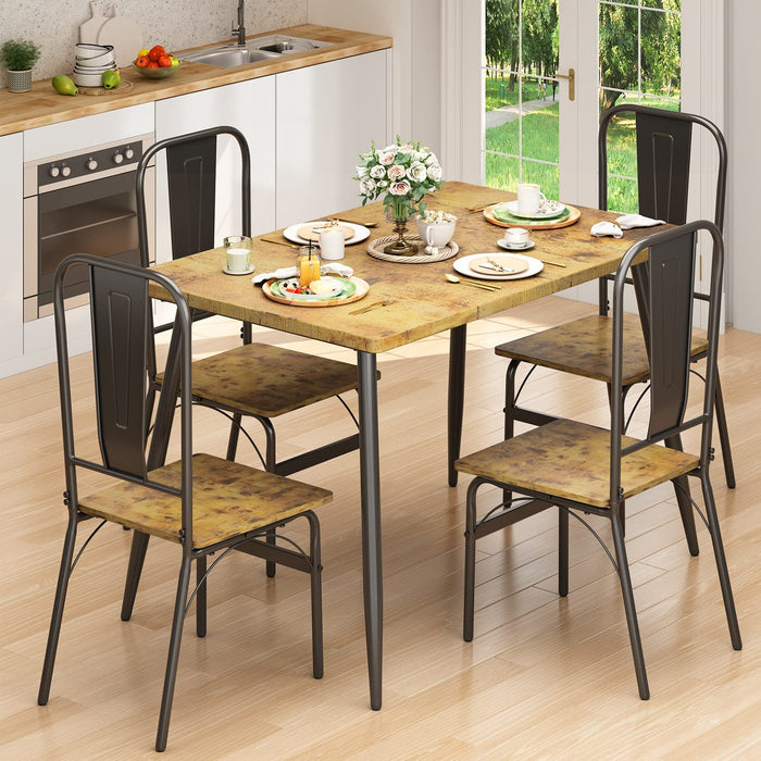 5-Piece Retro Kitchen Table and Chairs Set for 4