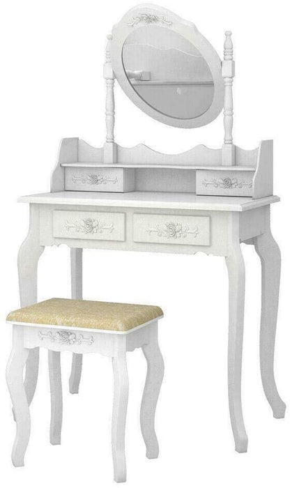 White Vanity Makeup Dressing Table Set