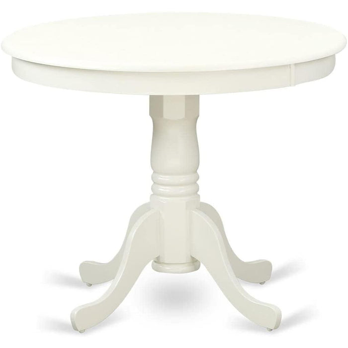 Wooden round Dining Table with Linen White Finish