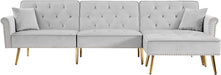 Light Gray Velvet Nailhead Sectional