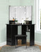 Black Vanity Desk with Mirror and Lights