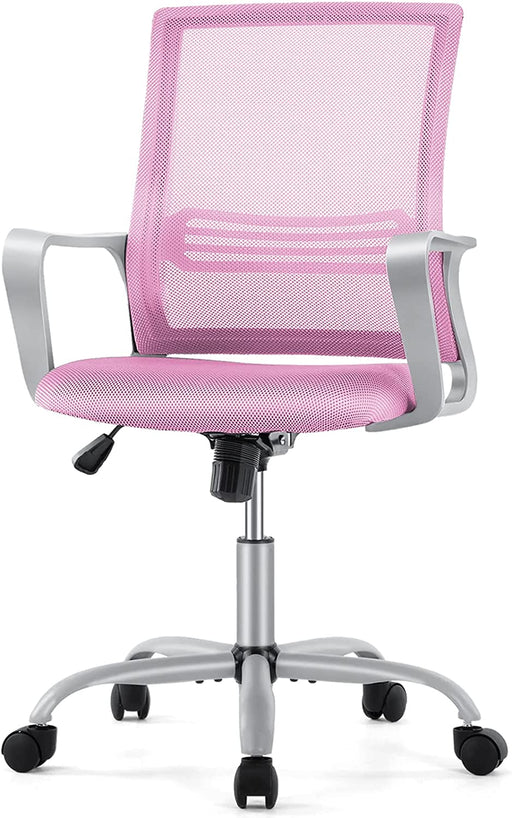 Pink Mesh Office Chair with Lumbar Support