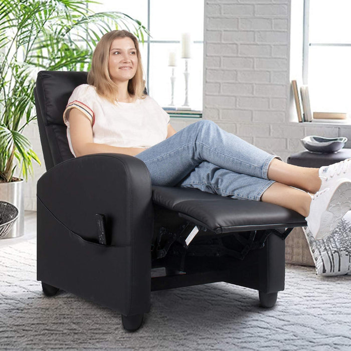 Black PU Leather Massage Recliner Chair