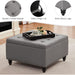 Grey Tufted Ottoman with Storage and Tray