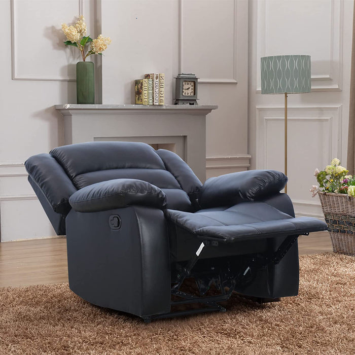 Black Recliner Chair with Overstuffed Arm and Back