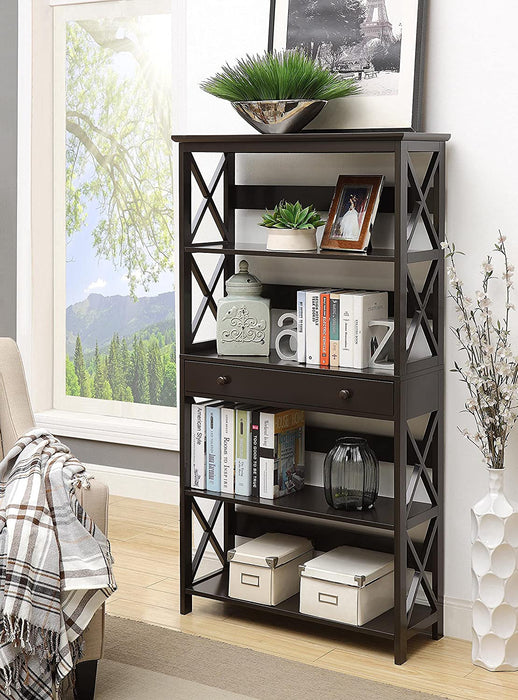 Black 5-Tier Bookcase with Drawer from Oxford