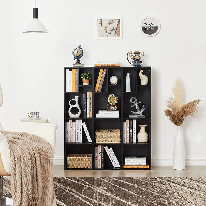 Modern 4-Tier Bookcase with Adjustable Shelves