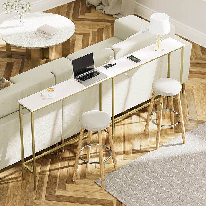 Modern White Console Table with Power Outlet