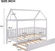 Twin House Bed with Trundle and Fence-Shaped Guardrail