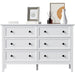 Modern White 6-Drawer Dresser with Metal Handles