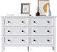 Modern White 6-Drawer Dresser with Metal Handles