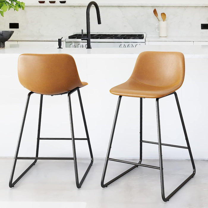 Alexander Industrial Faux Leather Bar Stools (Set/4)