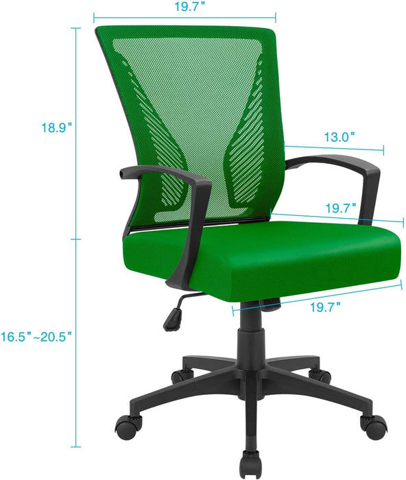 Ergonomic Green Mesh Office Chair with Armrests