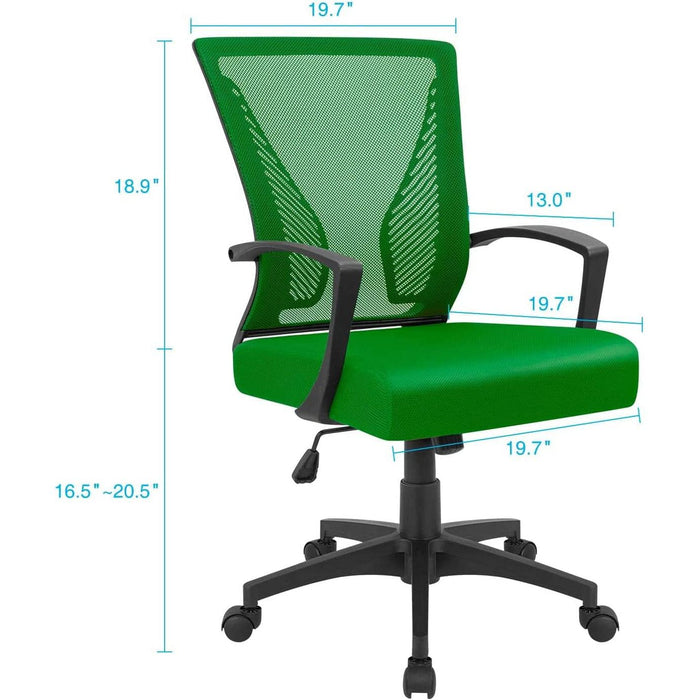Ergonomic Green Mesh Office Chair with Armrests
