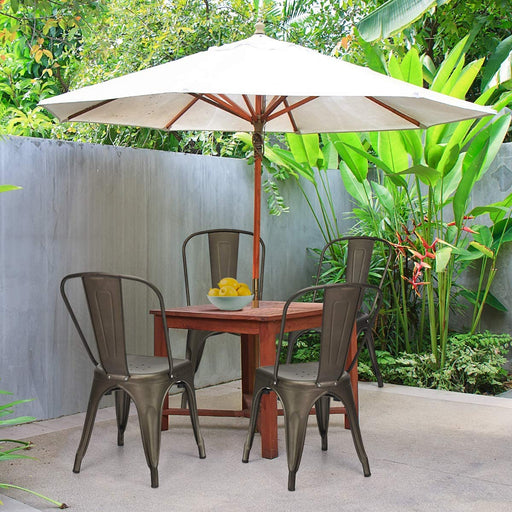 Set of 4 Metal Bar Stools, Rubber Feet