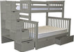 Gray Twin over Full Bunk Bed with Stair Drawers