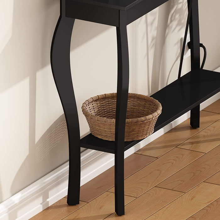 Black Console Table with Outlets and USB Ports