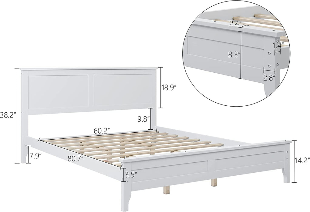 White Solid Wood 5-Piece Bedroom Furniture Set