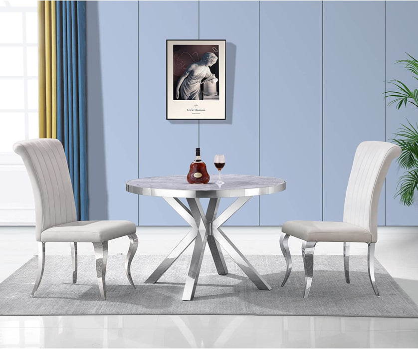 Silver Mirrored Stainless Steel Metal round Table