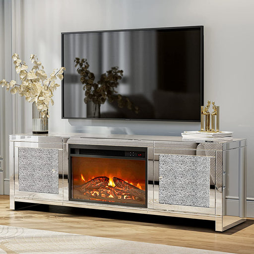 Silver Fireplace TV Stand for Large Tvs