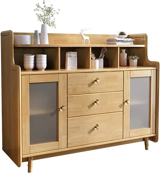 Wood Buffet Server Storage Cabinet in Villa Decor