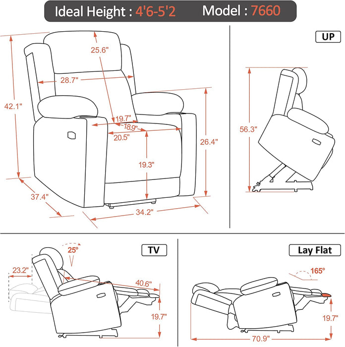 Lay Flat Lift Recliner with Power Headrest