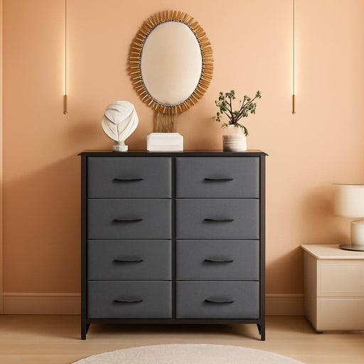 6 Drawer Dark Grey Fabric Dresser