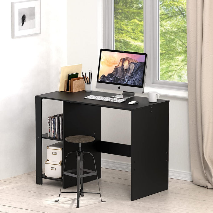 Black Desk with Shelves for Home Office