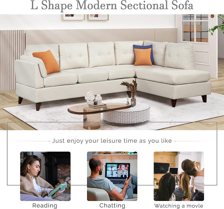 Modern Beige L-Shaped Modular Sectional Couch