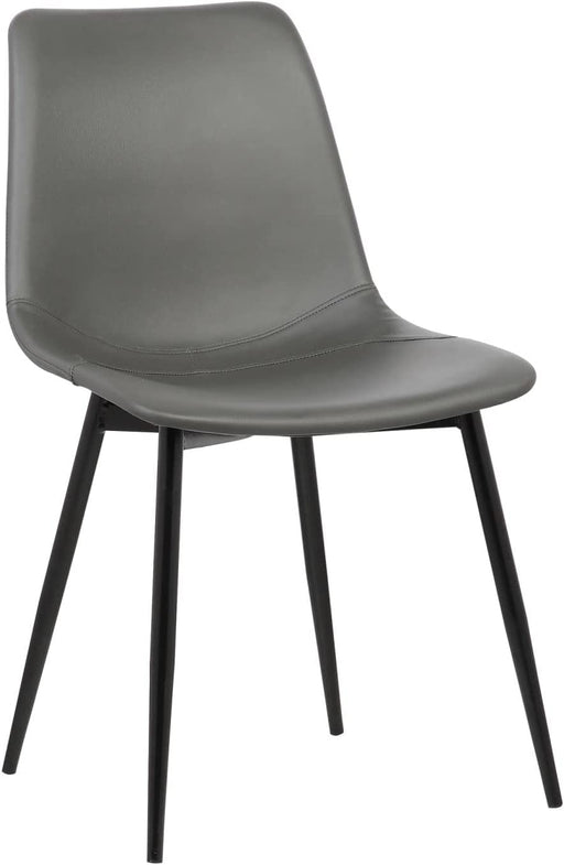 Monte Contemporary Dining Chair, Faux Leather, Black Powder Coated Metal Legs, Gray