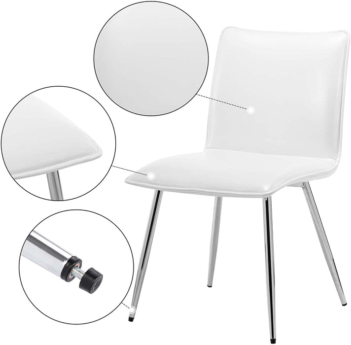 Modern PU Leather Dining Chairs Set of 4 in White