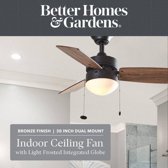 Better Homes & Gardens 30" Oil-Rubbed Bronze 3 Blade Ceiling Fan