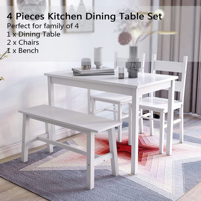 Solid Wood 4 PC Kitchen Table and Chair Set