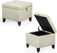 Cream Ottoman with Hinged Lid and Legs