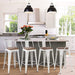 Swivel Counter Height Barstools with Wooden Seat, Set of 4, Distressed White