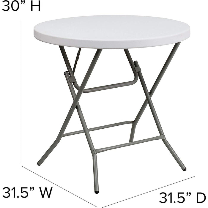 Granite White Plastic Folding Table - 2.63 Feet Round