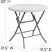 Granite White Plastic Folding Table - 2.63 Feet Round